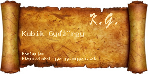 Kubik György névjegykártya
