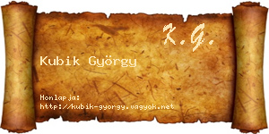 Kubik György névjegykártya
